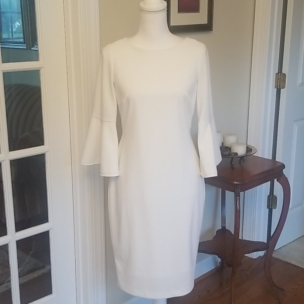 Calvin Klein ivory bell sleeve dress 4